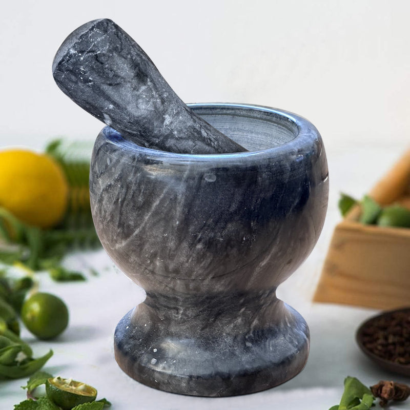 Marble Pestle and Mortar – Black or Grey, 13.5 cm Footed Bowl - photo 5