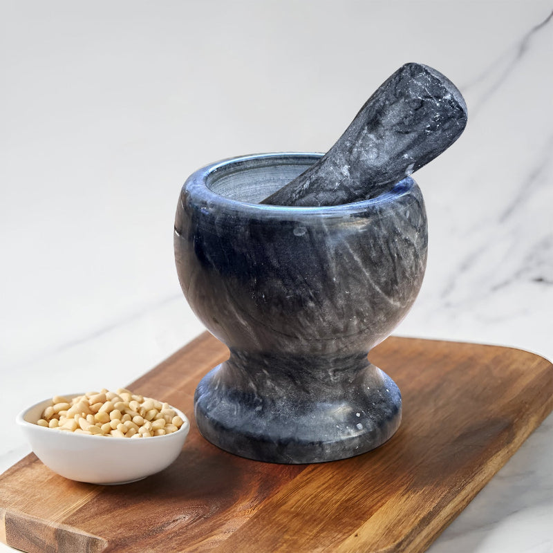 Marble Pestle and Mortar – Black or Grey, 13.5 cm Footed Bowl - photo 7
