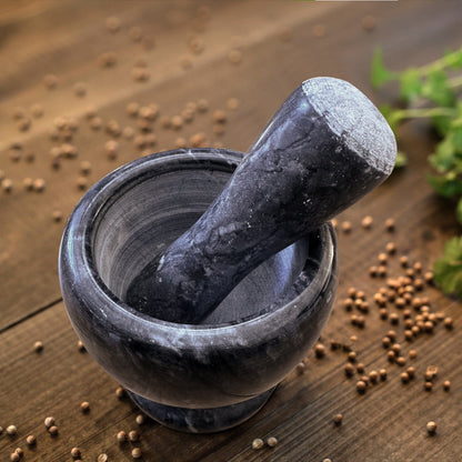 Marble Pestle and Mortar – Black or Grey, 13.5 cm Footed Bowl - photo 8
