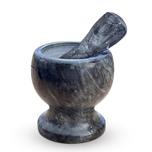 Marble Pestle and Mortar – Black or Grey, 13.5 cm Footed Bowl - Black