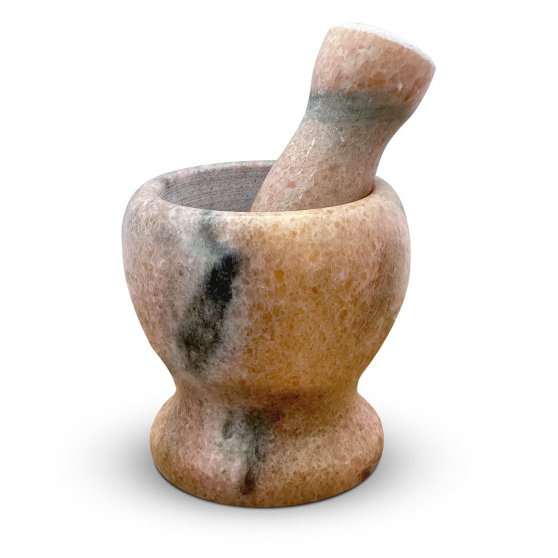 Small Marble Pestle and Mortar – Ivory, Pink, Grey or Black, 11 cm - Pink