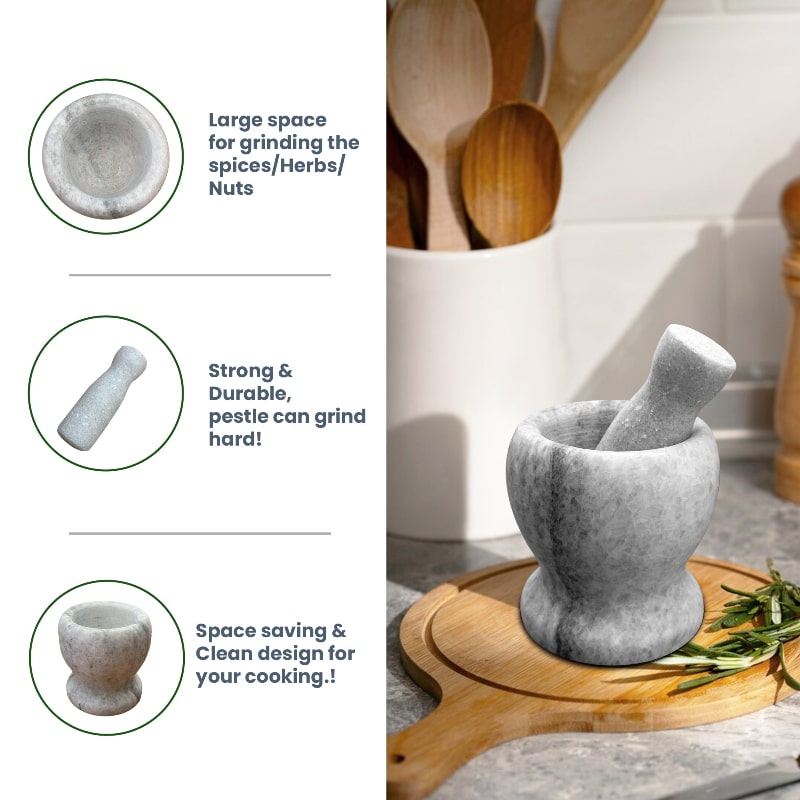 Small Marble Pestle and Mortar – Ivory, Pink, Grey or Black, 11 cm - photo 8