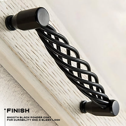 Black Birdcage Bar Handles – 128 mm Hole Centres, Twisted Iron, Packs of 2 or 3 - photo 10