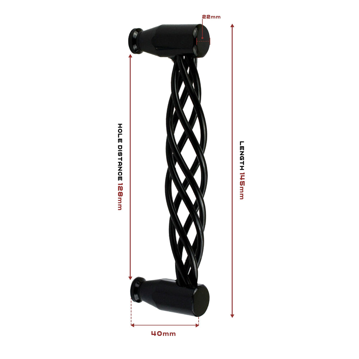 Black Birdcage Bar Handles – 128 mm Hole Centres, Twisted Iron, Packs of 2 or 3 - photo 11