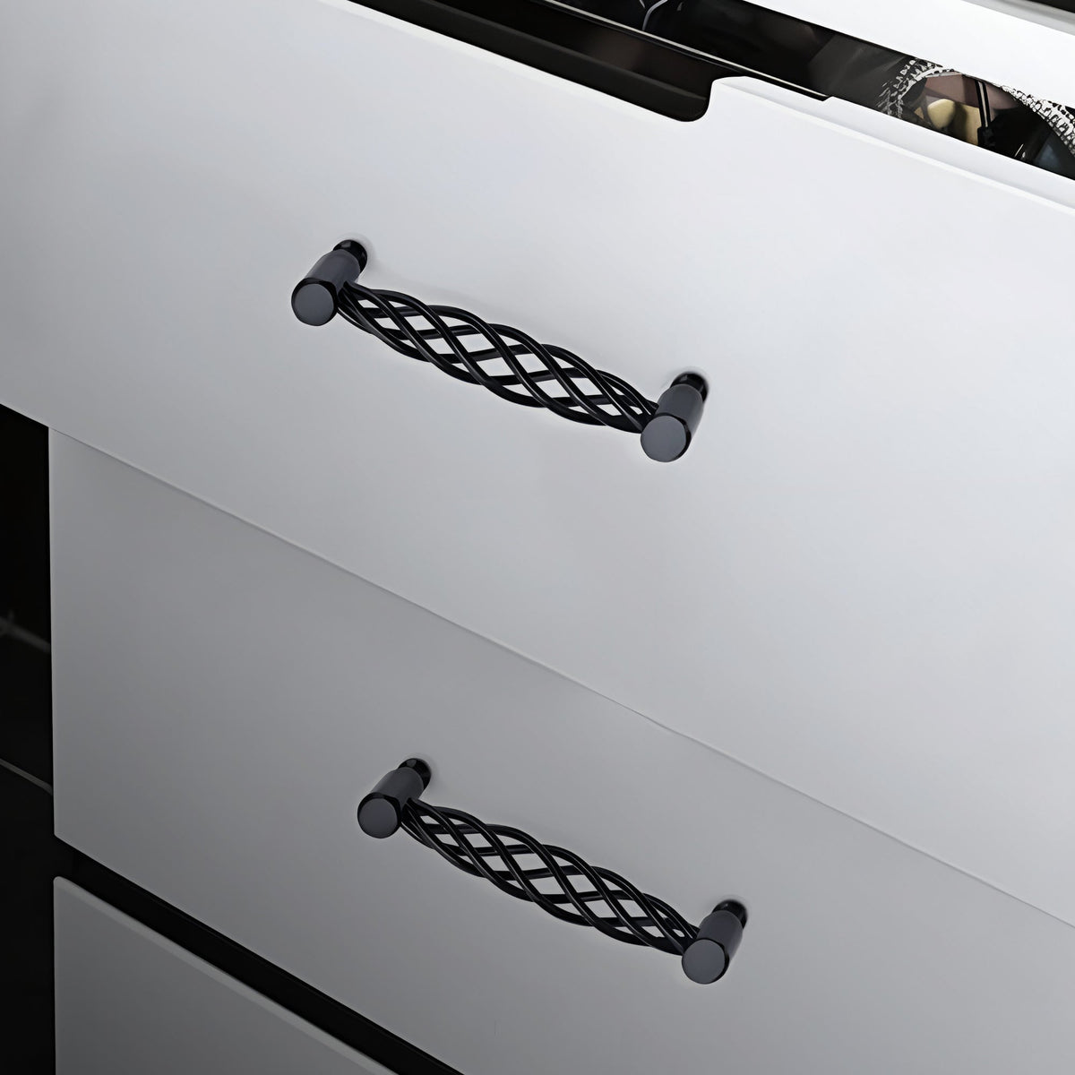 Black Birdcage Bar Handles – 128 mm Hole Centres, Twisted Iron, Packs of 2 or 3 - photo 2
