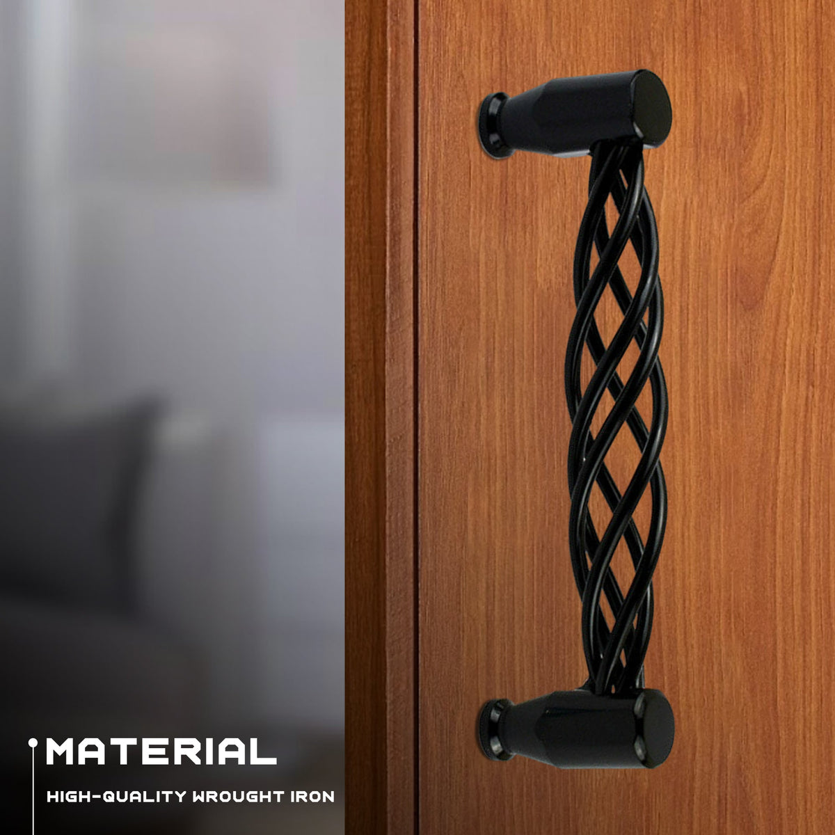 Black Birdcage Bar Handles – 128 mm Hole Centres, Twisted Iron, Packs of 2 or 3 - photo 3
