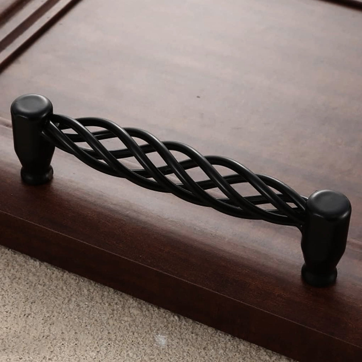 Black Birdcage Bar Handles – 128 mm Hole Centres, Twisted Iron, Packs of 2 or 3 - photo 9
