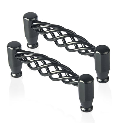 Black Birdcage Bar Handles – 128 mm Hole Centres, Twisted Iron, Packs of 2 or 3 - 2 Handles