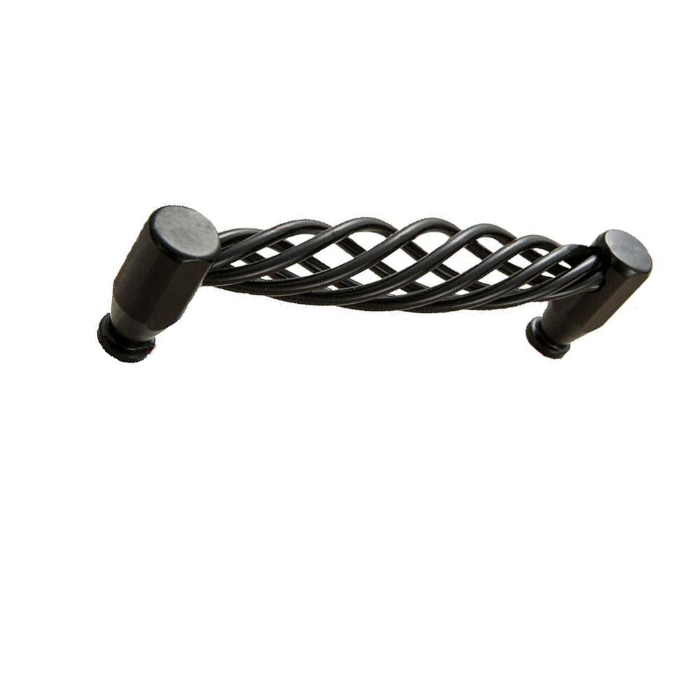 Black Birdcage Bar Handles – 128 mm Hole Centres, Twisted Iron, Packs of 2 or 3