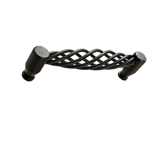 Black Birdcage Bar Handles – 128 mm Hole Centres, Twisted Iron, Packs of 2 or 3