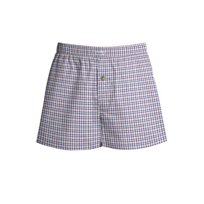 Men's Woven Cotton Boxer Shorts – Lilac Check, Button Fly, L to XXL - L