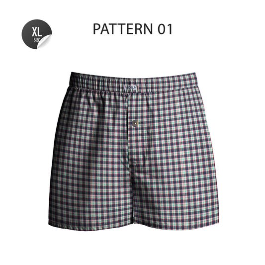 Men's Cotton Boxer Shorts, Pack of 3 – Navy, Dark Navy & Blue-Grey, XL or XXL - XL, Navy & White + Dark Navy + Grey-Blue Fine Stripe