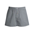 Men's Woven Cotton Boxer Shorts – Light Blue & Grey Check, Button Fly, L to XXL - L