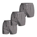 Men's Woven Cotton Boxer Shorts, Pack of 3 – Beige & Navy Check, XL or XXL - XL, Pack of 3