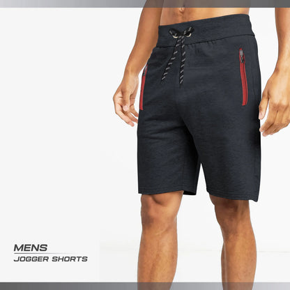 Men's Jogger Shorts – Zip Pockets, Blue Marl or Black with Red Zips - photo 3
