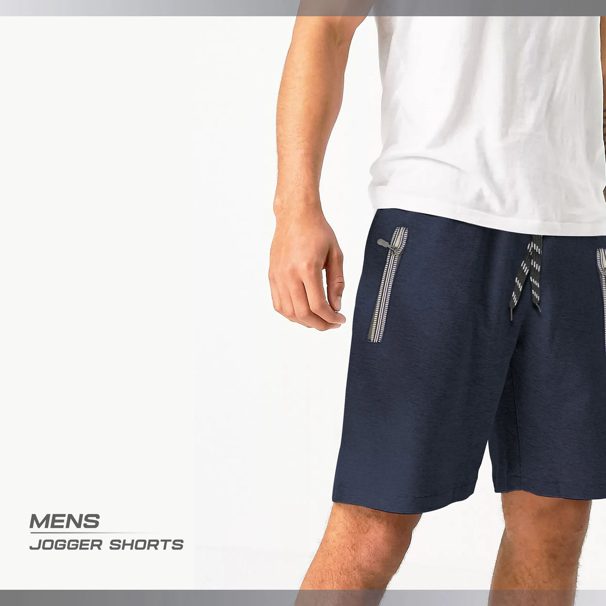 Men's Jogger Shorts – Zip Pockets, Blue Marl or Black with Red Zips - photo 5