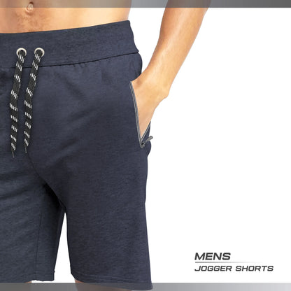 Men's Jogger Shorts – Zip Pockets, Blue Marl or Black with Red Zips - photo 6
