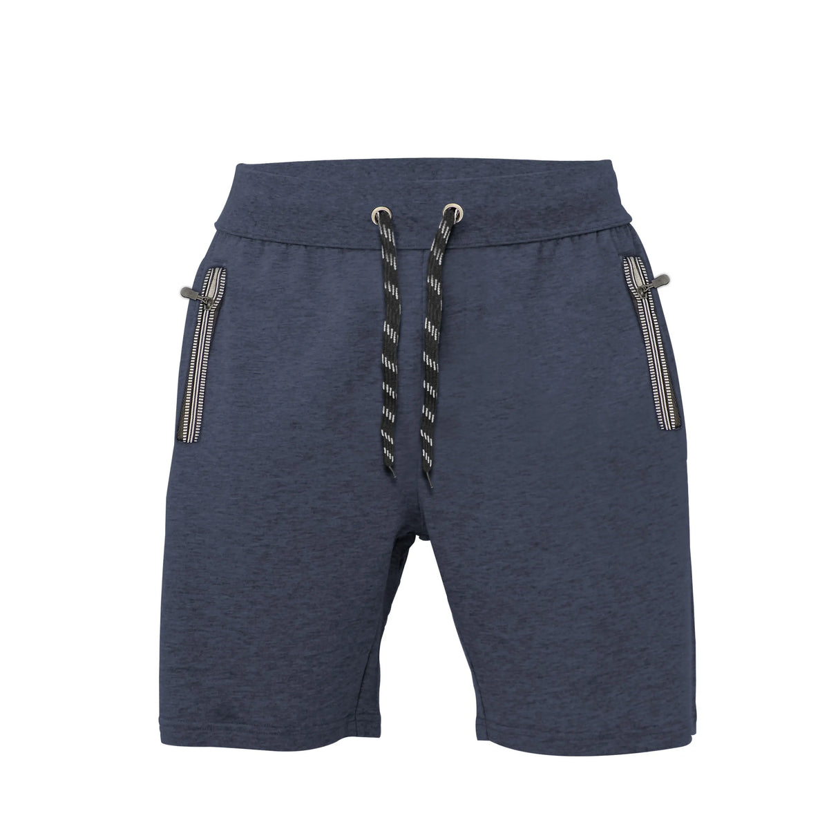 Men's Jogger Shorts – Zip Pockets, Blue Marl or Black with Red Zips - Blue Marl, Single