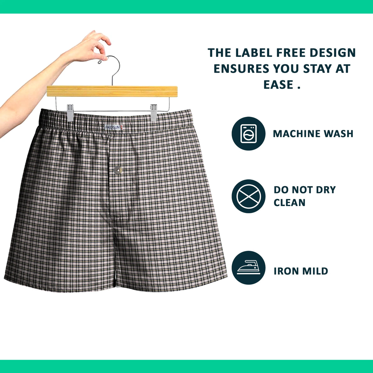 Men's Woven Cotton Boxer Shorts – Brown Check, Button Fly, L to XXL - photo 4