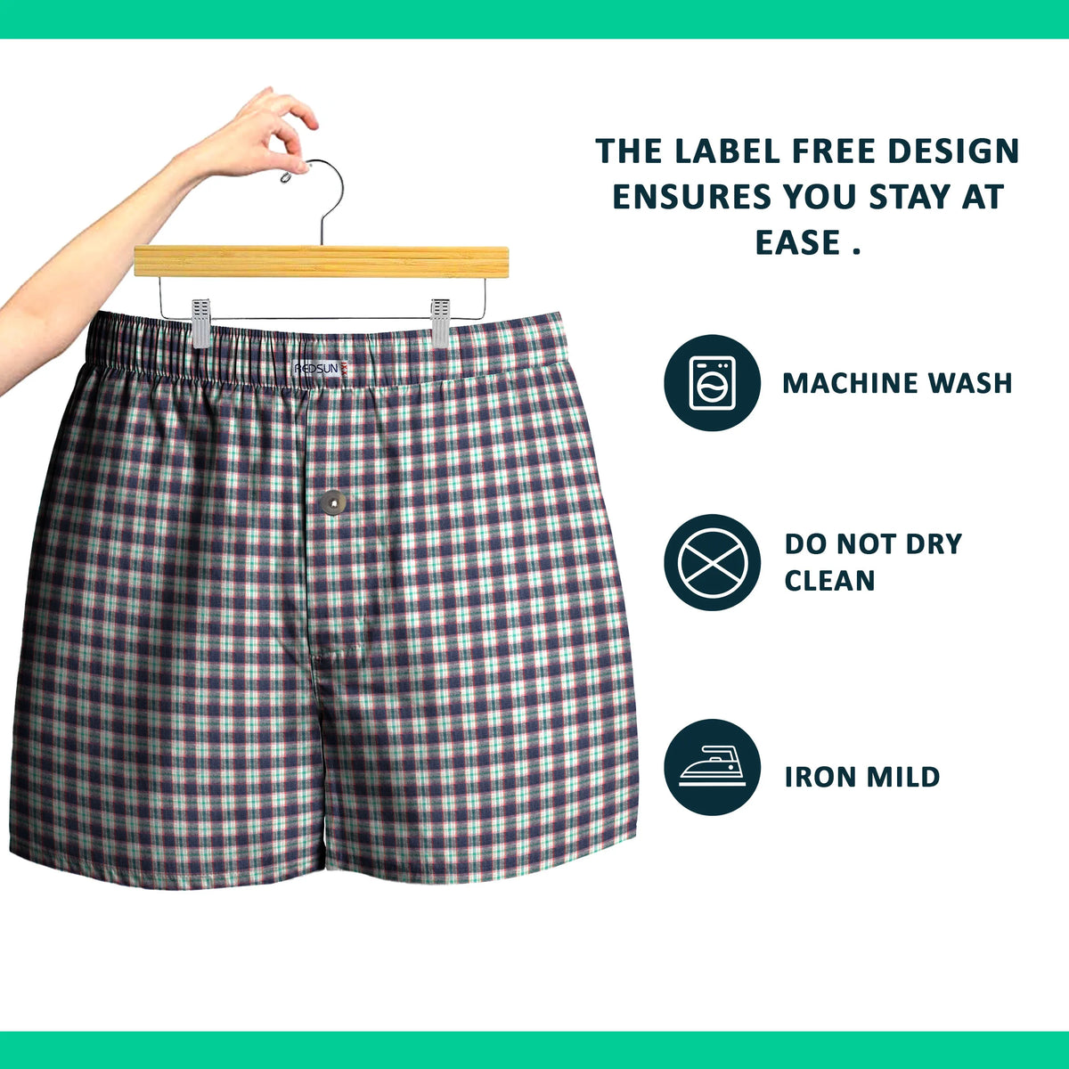 Men's Woven Cotton Boxer Shorts – Navy & White Check, Button Fly, XL or XXL - photo 5