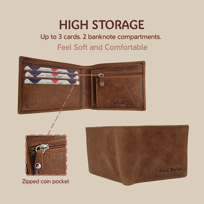 Men's Leather Bifold Wallet – Slim, Coin Pocket, Brown or Light Brown - photo 7