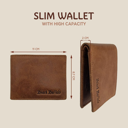 Men's Leather Bifold Wallet – Slim, Coin Pocket, Brown or Light Brown - photo 3