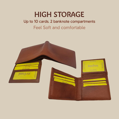 Men's Leather Bifold Wallet – Slim, Coin Pocket, Brown or Light Brown - photo 5