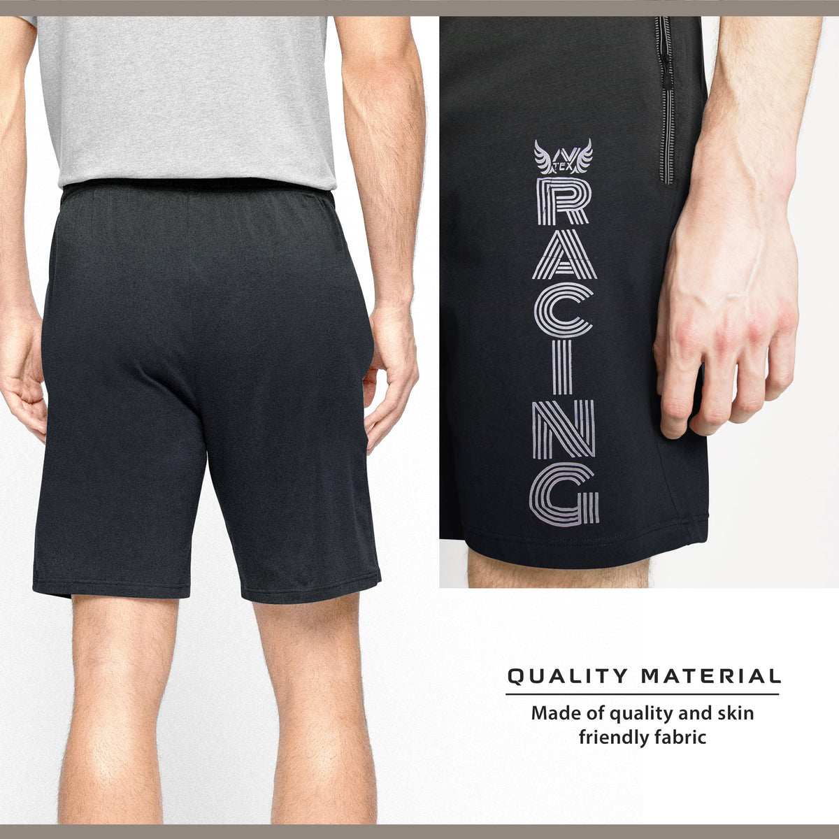Men's Zip Pocket Shorts – Soccer or Racing Print, Elastic Waist - photo 5