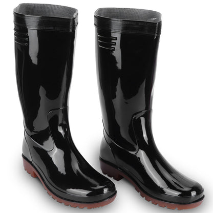 Men's PVC Wellington Boots – Black, Calf Height, Non-Slip Sole, EU 41 or 43 - EU 41