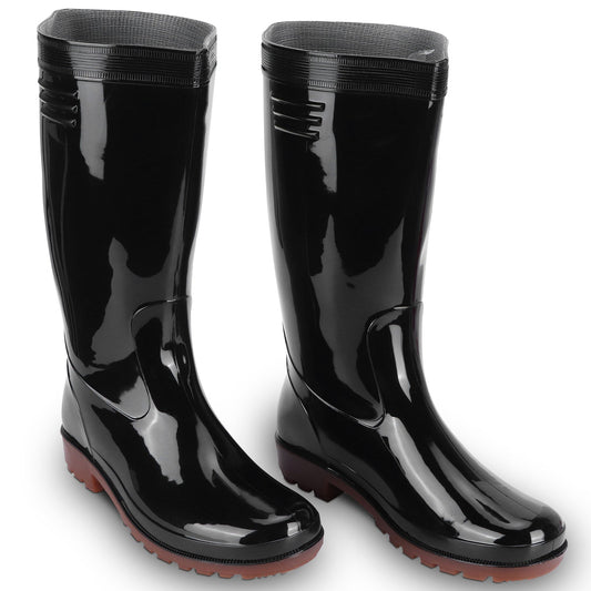 Men's PVC Wellington Boots – Black, Calf Height, Non-Slip Sole, EU 41 or 43 - EU 41