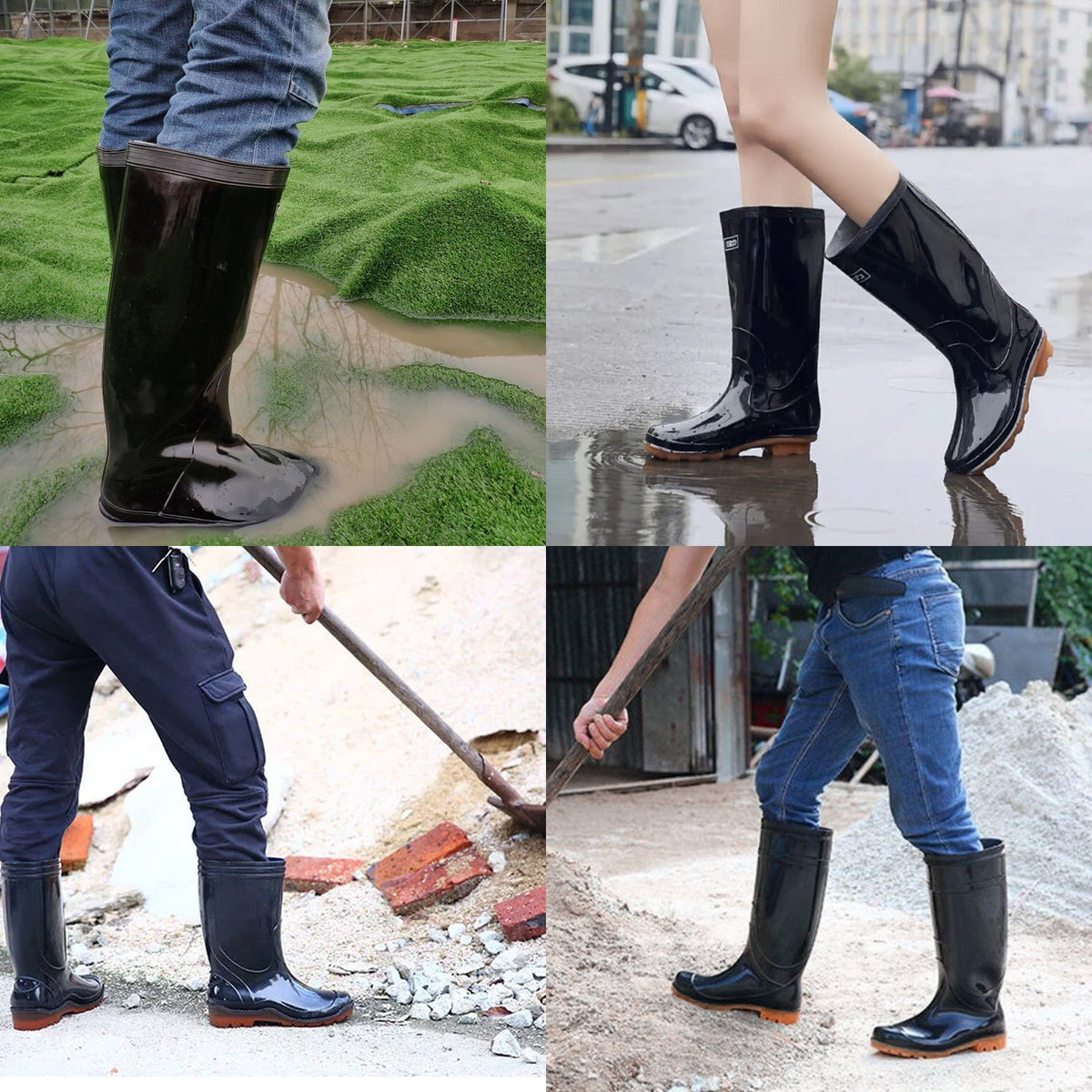 Men's PVC Wellington Boots – Black, Calf Height, Non-Slip Sole, EU 41 or 43 - photo 7