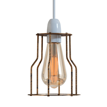 Flared Bar Cage Lamp Shade – Brushed Copper, Easy Fit with Reducer Ring - Brushed Copper, with Reducer Ring, Single