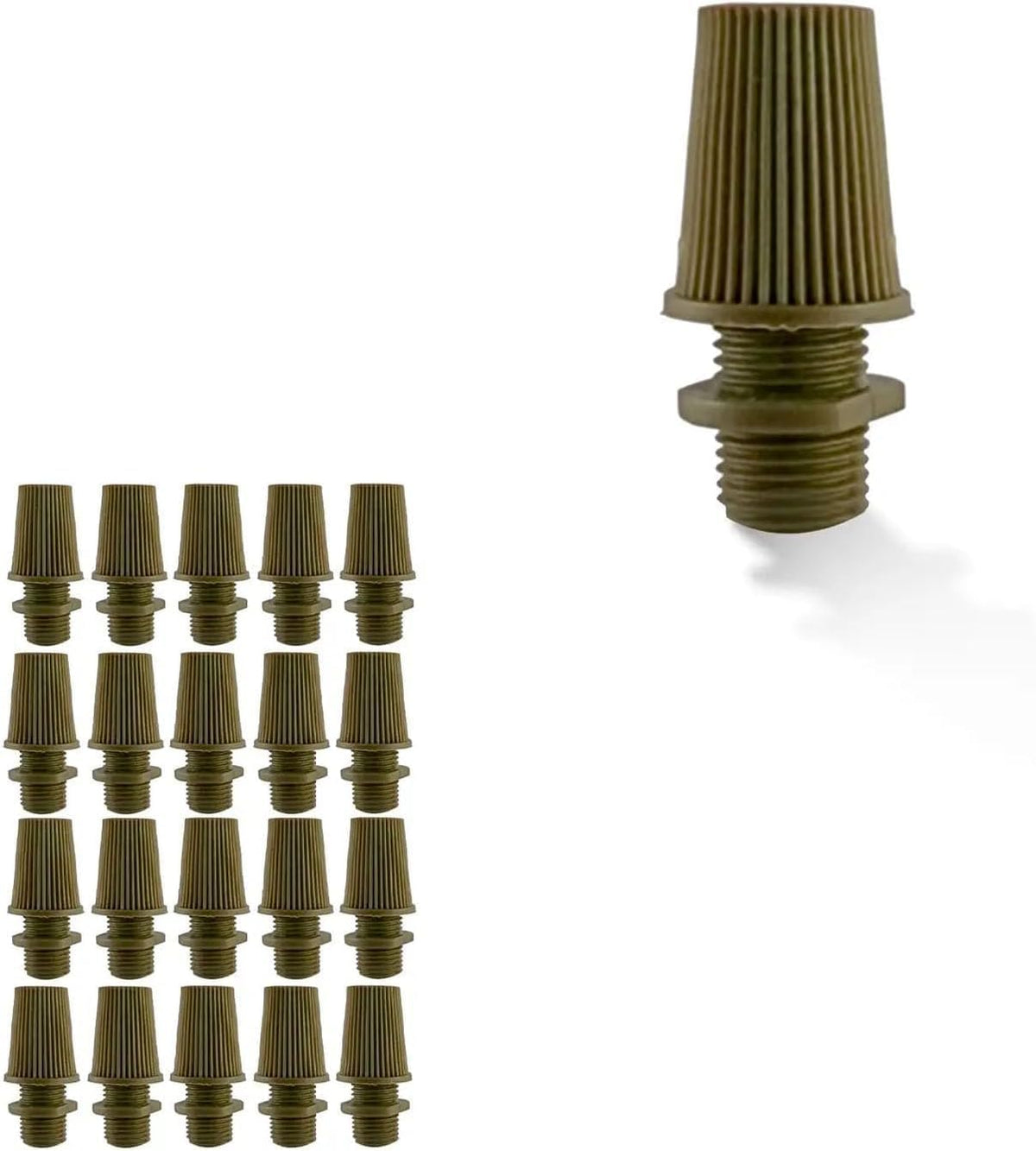 Plastic Cord Grip with Threaded Base – Black, Green, Army Green, White - Army Green, Pack of 20, Standard