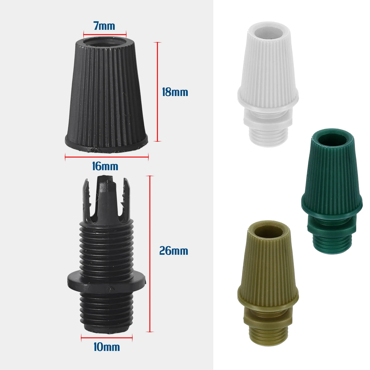 Plastic Cord Grip with Threaded Base – Black, Green, Army Green, White - photo 2