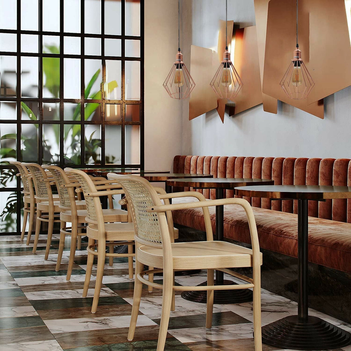 Rose Gold Pendant Light – Cage, Cone, Barn or Curvy Shade, E27 - photo 2