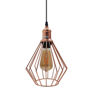 Rose Gold Pendant Light – Cage, Cone, Barn or Curvy Shade, E27 - photo 5
