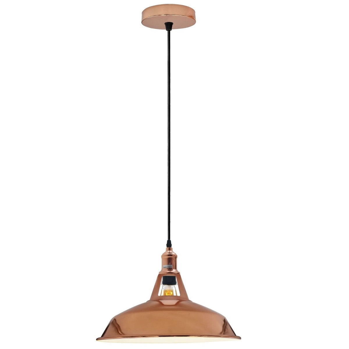 Rose Gold Pendant Light – Cage, Cone, Barn or Curvy Shade, E27 - Rose Gold, Barn Slotted 30 cm Rose Gold, Without Bulb