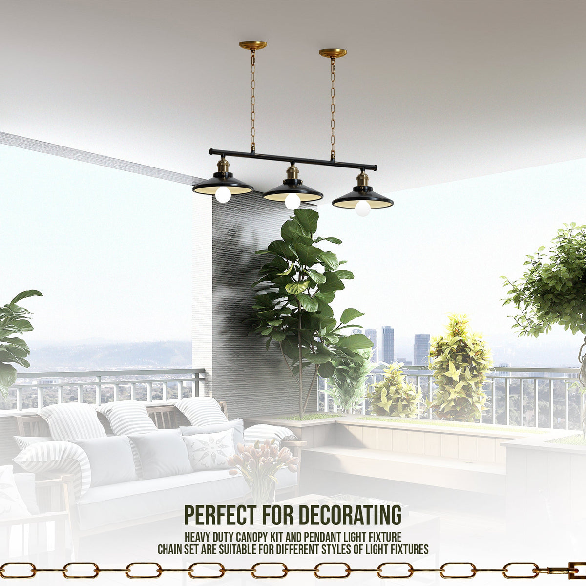 Metal Hanging Link Chain 80cm 25kg with Ceiling Rose Hook Plate - photo 5