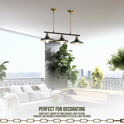 Metal Hanging Link Chain 80cm 25kg with Ceiling Rose Hook Plate - photo 5