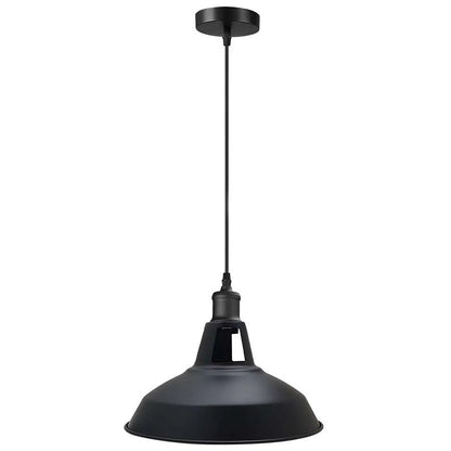 Metal Shade Pendant Light – Black Holder, Barn, Dome or Cone, E27 - photo 2