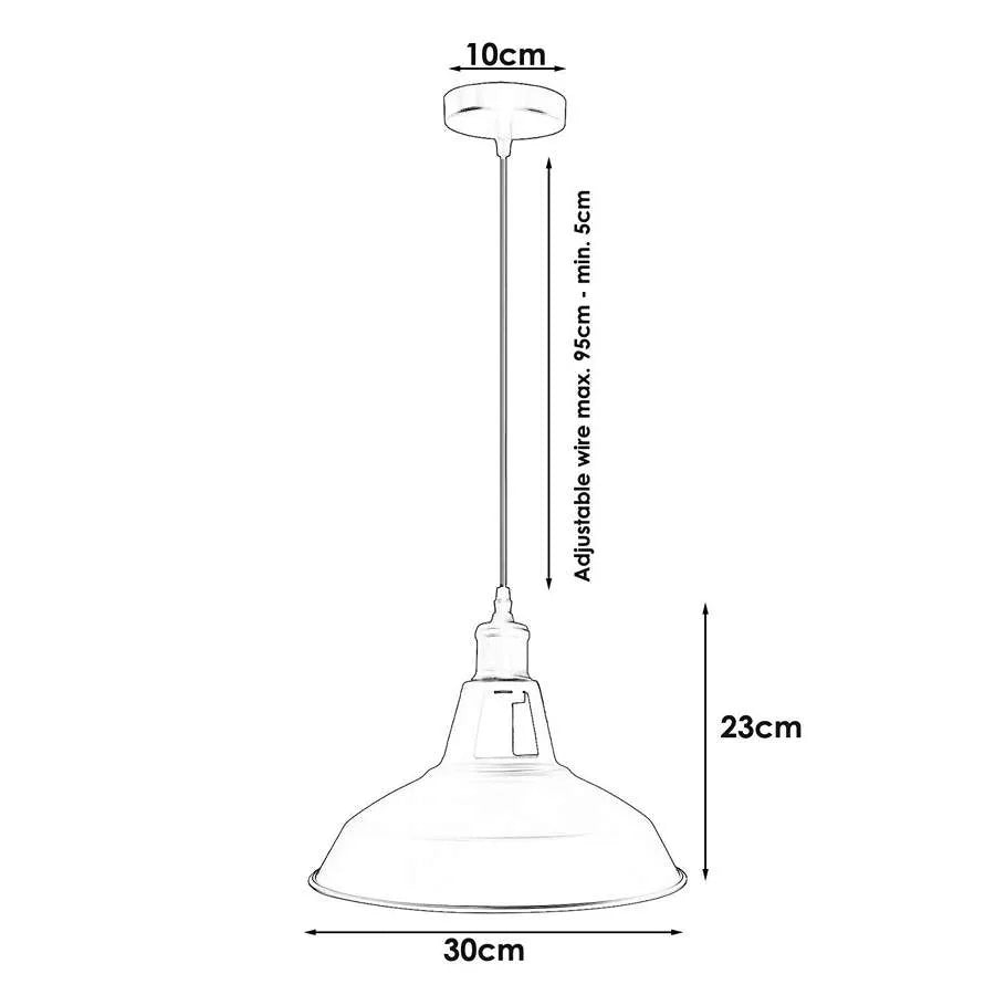 Metal Shade Pendant Light – Black Holder, Barn, Dome or Cone, E27 - photo 3