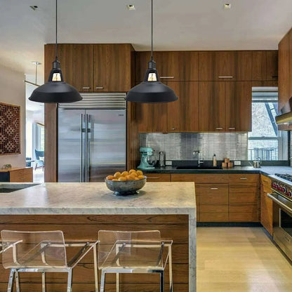 Metal Shade Pendant Light – Black Holder, Barn, Dome or Cone, E27 - photo 4
