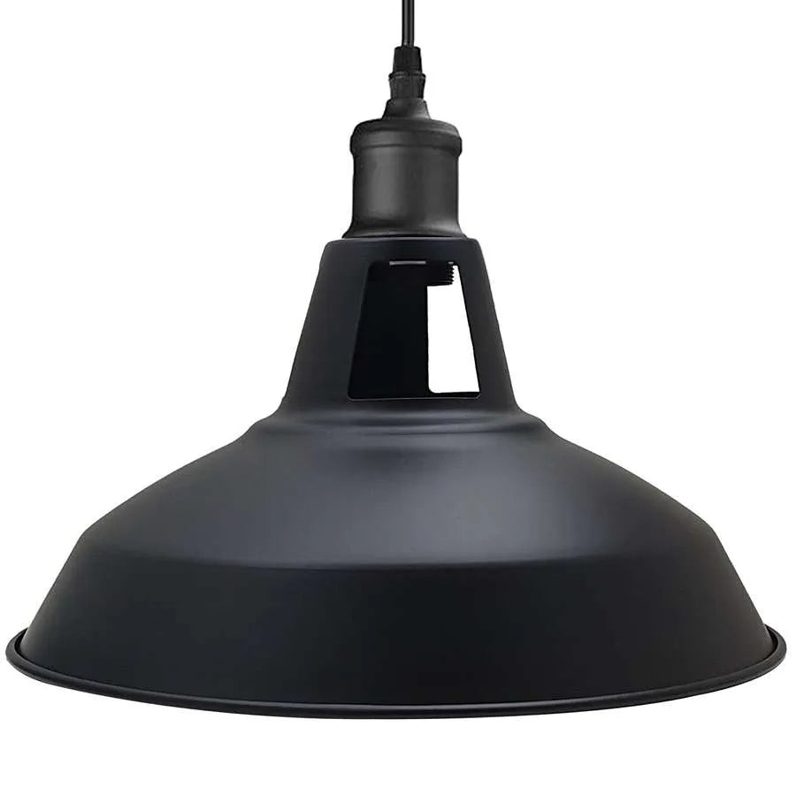 Metal Shade Pendant Light – Black Holder, Barn, Dome or Cone, E27 - photo 5