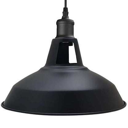 Metal Shade Pendant Light – Black Holder, Barn, Dome or Cone, E27 - photo 5
