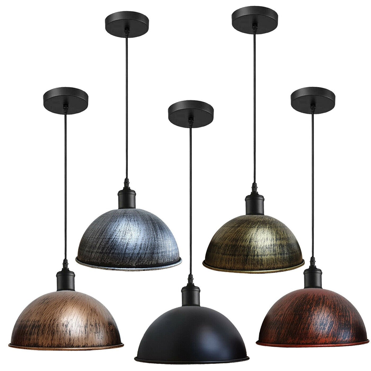 Metal Shade Pendant Light – Black Holder, Barn, Dome or Cone, E27 - photo 28
