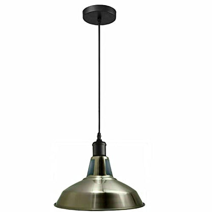 Metal Shade Pendant Light – Black Holder, Barn, Dome or Cone, E27 - Black, Barn Slotted 30 cm Satin Nickel, Without Bulb