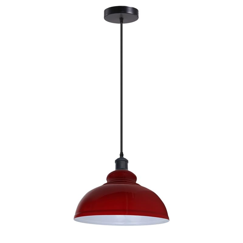 Metal Shade Pendant Light – Black Holder, Barn, Dome or Cone, E27 - photo 25