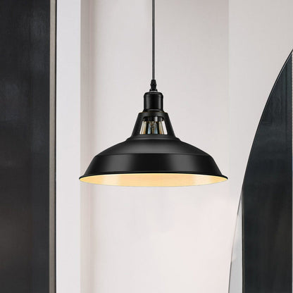 Metal Shade Pendant Light – Black Holder, Barn, Dome or Cone, E27