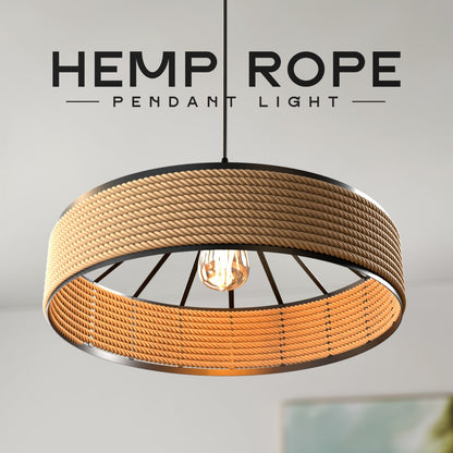 Hemp Rope Pendant Light – Metal Cage Shade 30 or 40 cm, Single or Pair - photo 7