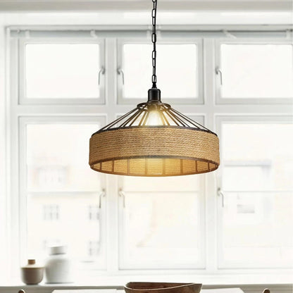 Hemp Rope Pendant Light – Metal Cage Shade 30 or 40 cm, Single or Pair - photo 4